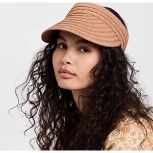 Madewell Womens Packabale Visor Hat Straw Brown Adjustable Beach One Size